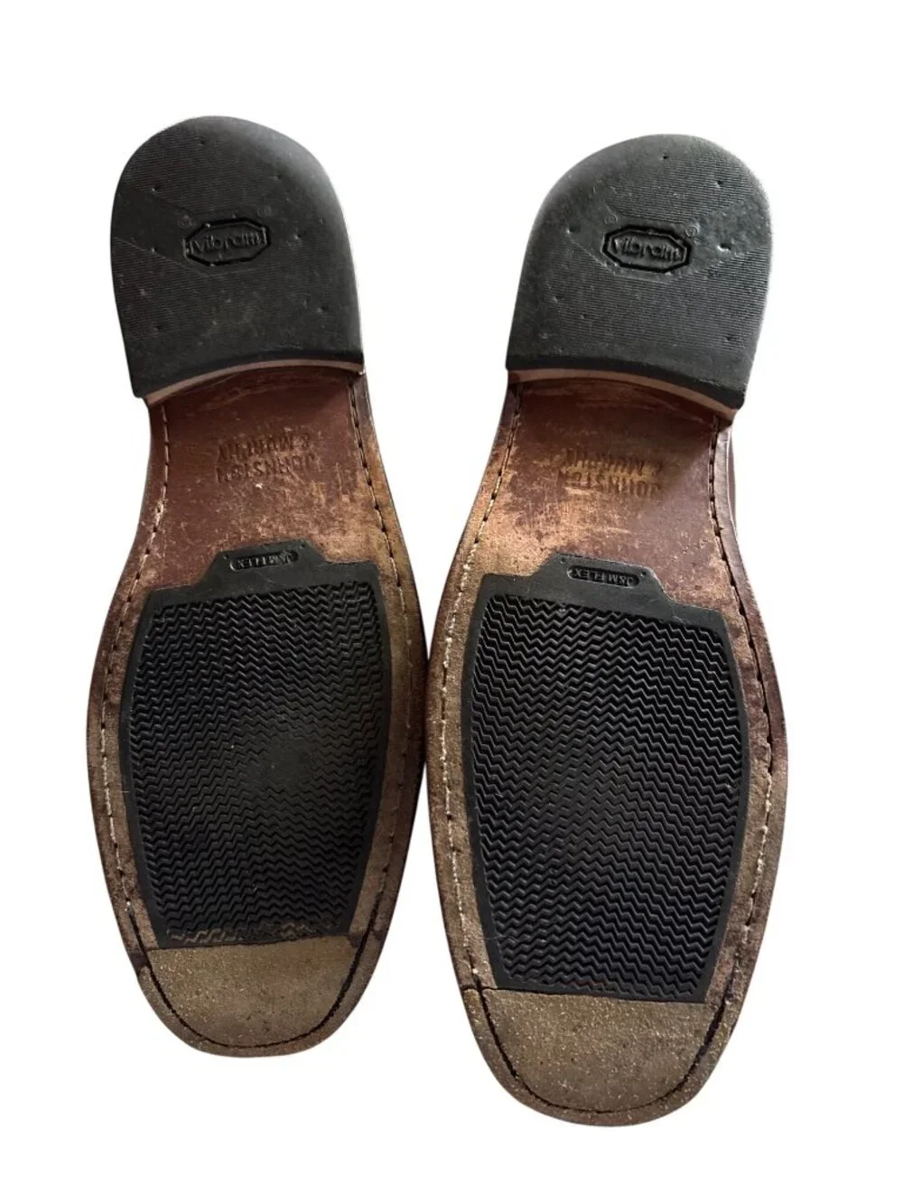 Johnston & Murphy Mens 11M Brown Leather Slip-On Loafers With Vibram Sole Brazil